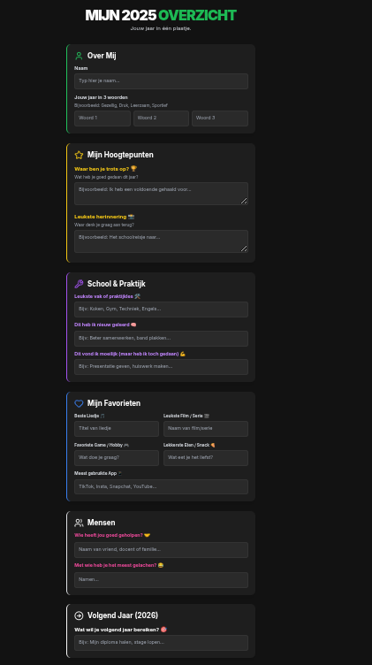 Screenshot van Mentor Wrapped webtool